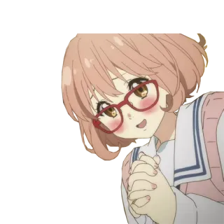 ✨ Mirai Kuriyama Beyond the Boundary anime, girl, glasses, cute, japanese animation, school uniform whatsapp sticker