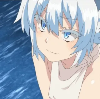 😏 アニメ, マンガ, 女の子, 青い目, 白い髪 telegram sticker