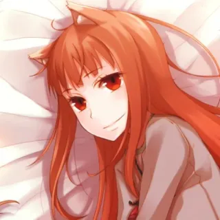 😊 Holo Spice and Wolf anime, wolf girl, Holo, Spice and Wolf, anime character, fox ears, kemonomimi telegram sticker