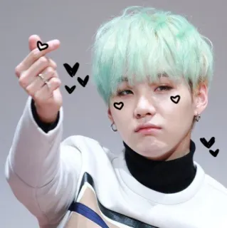 💟 Suga K-pop, coração, ídolo, cantor, BTS, Min Yoongi, coreano whatsapp sticker