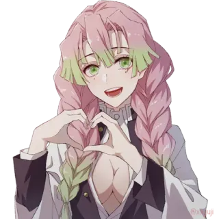 😍 Mitsuri Kanroji Demon Slayer Anime, Personaje, Chica, Kimetsu no Yaiba, Pilar del Amor, Mitsuri Kanroji telegram sticker