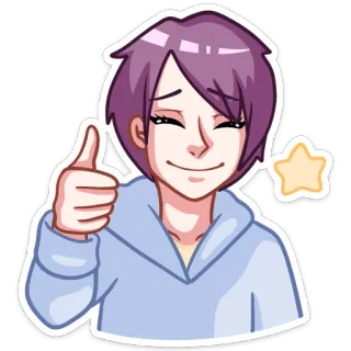 👍 ยกนิ้วโป้ง, การ์ตูน, อนุมัติ, ดาว, บวก, น่ารัก whatsapp sticker