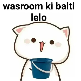 🏵 wasroom ki balti lelo cat, bucket, cute, funny, meme telegram sticker