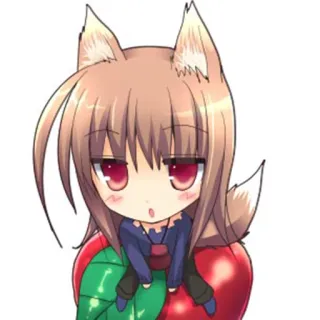 😒 Anime, Chibi, Oreilles de Renard, Kawaii, Personnage, Pomme telegram sticker