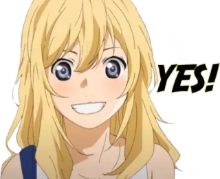 👍 YES! Anime, Garota, Sim, Feliz, Expressão telegram sticker