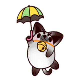 ☂ кот, зонт, милый, животное, каваий, стикер telegram sticker