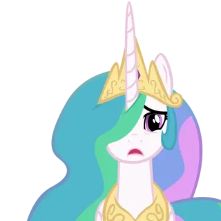 😭 Princess Celestia My Little Pony Principessa Celestia, My Little Pony, cartone animato, pony, unicorno, triste, espressione telegram sticker