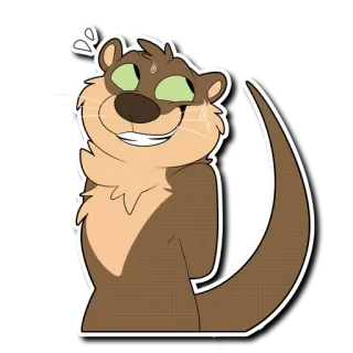 😅 otter, cartoon, sweaty, nervous, animal, cute telegram sticker