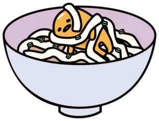 🍜 Gudetama Гудетама, яйцо, лапша, еда, ленивое яйцо, каваий telegram sticker