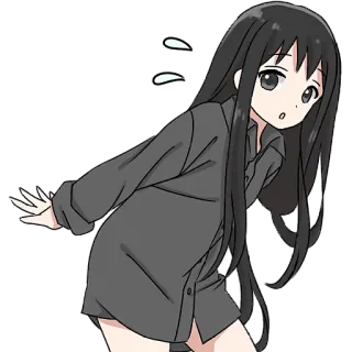 😯 ragazza anime, scioccata, capelli lunghi, cartone animato, maglietta larga telegram sticker