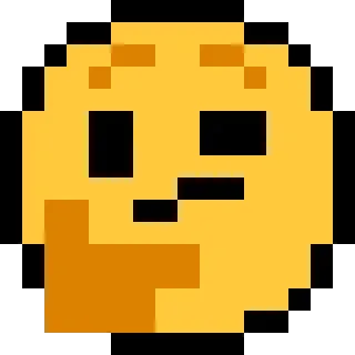 🤔 emoji, berpikir, wajah, kuning, pixel art telegram sticker