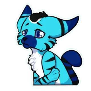 😔 Furry, Triste, Azul, Animal, Gato, Personaje telegram sticker