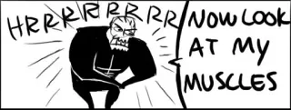 💪 HRRRRRRR NOW LOOK AT MY MUSCLES cartoon, muscles, comic, meme, angry, illustration telegram sticker
