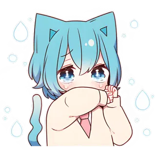 😢 อนิเมะ, เนโกะมิ, ร้องไห้, คาวาอิ, น้ำตา, น่ารัก, สติกเกอร์ telegram sticker