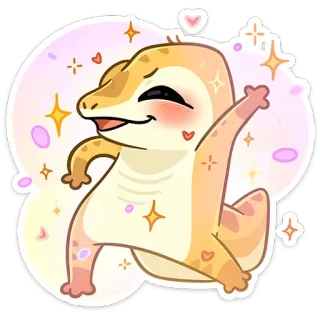 🕺 lizard, cute, kawaii, animal, reptile, sparkly, cartoon, dancing telegram sticker