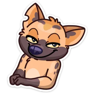 😏 hyena, cartoon, animal, mammal, smirk, cute, funny whatsapp sticker