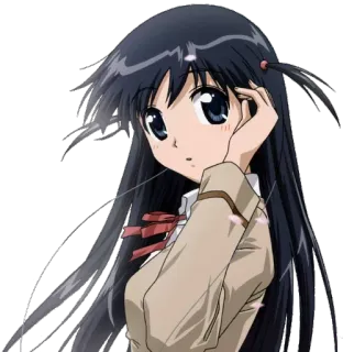 🙎 Anime, Gadis, Seragam sekolah, Rambut panjang, Lucu, Kartun telegram sticker