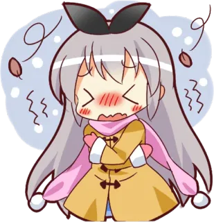 😫 Anime, Chibi, Kalt, Winter, Kawaii, Schal telegram sticker