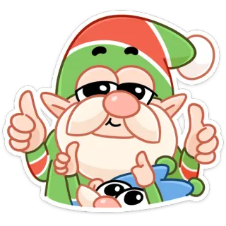 👍 elfo, pulgar arriba, dibujos animados, navidad, fiesta, lindo, celebración telegram sticker