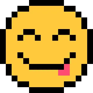 😋 emoji, piksel, senyum, lidah, kuning, wajah telegram sticker