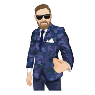💵 homme, costume, barbe, lunettes de soleil, pose, geste, main italienne telegram sticker