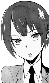 😡 アニメ, 漫画, 女の子, 制服, ショートヘア, ポートレート whatsapp sticker