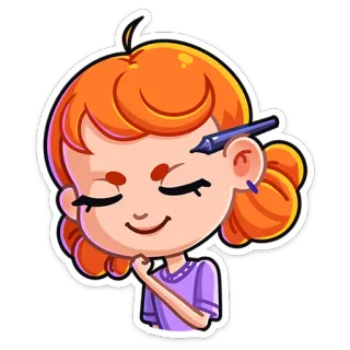 🙂 cartoon, girl, drawing, artist, pen whatsapp sticker