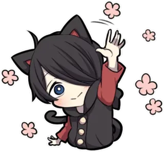 👋 Anime, Katzenohren, Kawaii, Niedlich, Blumen, Sticker telegram sticker