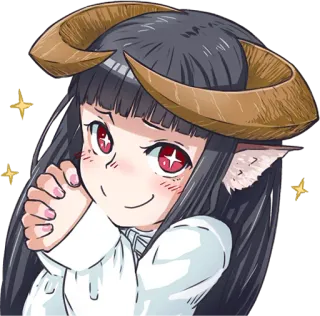 😍 anime, girl, demon, cute, horns, sparkles, art telegram sticker