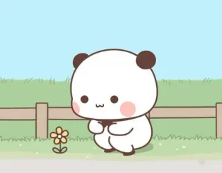 ❤️ Panda, Mignon, Fleur, Dessin animé, Animal telegram sticker