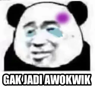 😭 GAK JADI AWOKWIK meme, panda, crying, funny, internet whatsapp sticker