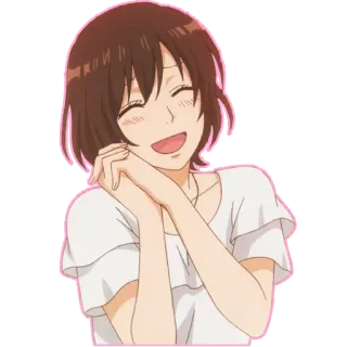 😍 anime, woman, smiling, cartoon, happy whatsapp sticker