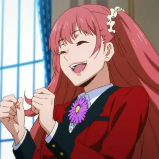 🌟 anime, chica, pelo rosa, feliz, sonriendo, flor whatsapp sticker
