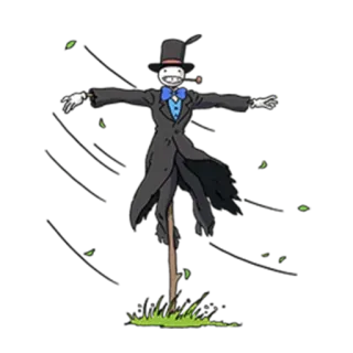 🌪 Turnip Head Howl's Moving Castle пугало, аниме, сено, магия, персонаж, голова репы whatsapp sticker