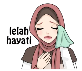 😔 triste, llorando, musulmán, hiyab, mujer, lloroso, emocional telegram sticker