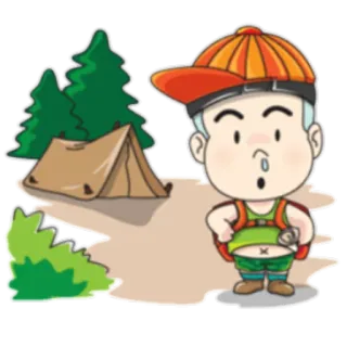 🌳 Kartun, Berkemah, Tenda, Alam, Karakter, Anak laki-laki, Luar ruangan whatsapp sticker