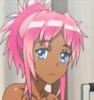 😐 anime, ragazza, capelli rosa, pelle abbronzata telegram sticker