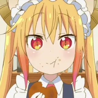 🍪 Tohru Miss Kobayashi's Dragon Maid Anime, Dragón, Maid, Comida, Kawaii, Dibujos animados whatsapp sticker