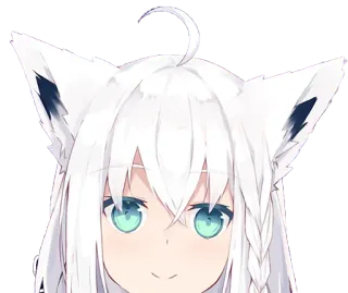 😃 Shirakami Fubuki anime, fox girl, vtuber, cute, white hair, blue eyes telegram sticker