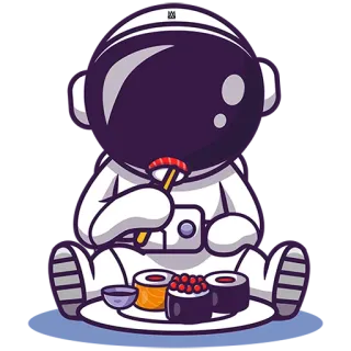 🍣 астронавт, суши, еда, космос, мультфильм, иллюстрация, цифровое искусство telegram sticker