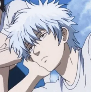 💣 Sakata Gintoki Gintama Anime, Manga, Drôle, Paresseux, Cheveux blancs telegram sticker