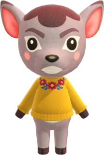 🦌 Deirdre Animal Crossing Tier, Hirsch, Cartoon, Videospiel, Deirdre, Animal Crossing, Nintendo telegram sticker