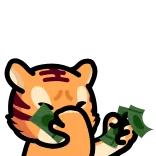 💸 soldi, tigre, ricco, animale, cartone animato whatsapp sticker