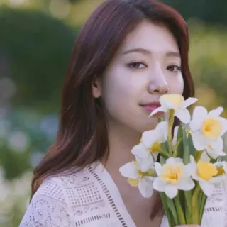 💐 woman, flowers, portrait, beauty, park shin hye whatsapp sticker