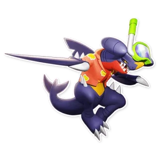 ☀️ Garchomp pokemon, carchacrok, autocollant, plongée, plage, tuba telegram sticker