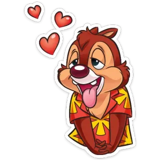 💕 Dale cartoon, chipmunk, disney, love, hearts telegram sticker