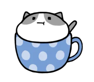 🙁 gato, xícara, animal, fofo, adesivo telegram sticker