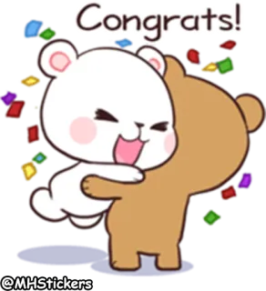 🎊 Congrats felicitaciones, celebración, lindo, osos, animación, dibujos animados whatsapp sticker