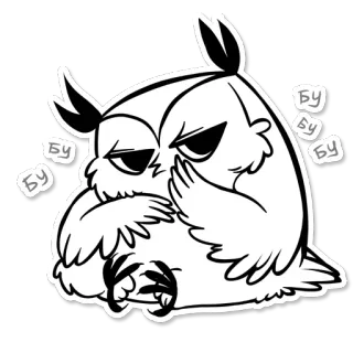 😞 Бу 올빼미, 동물, 스티커, 새, 만화, 귀여운 telegram sticker