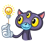 💡 kucing, bohlam, ide, kucing bermata tiga, kucing kartun, kartun telegram sticker